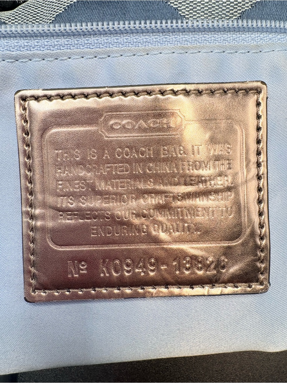Coach Poppy Glam Tote Blue Op Art Signature Shoulder Bag Y2K - Picture 4 of 14